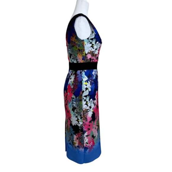 Milly Womens Dress Sleeveless Scuba Colorful Floral V-Neck Garden Cut-Out Size 2 - Picture 2 of 8